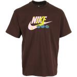 T-shirts col rond de printemps Nike marron en coton à manches courtes à col rond Taille XS pour homme 