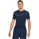 T-shirts col rond Nike Pro bleus en polyester respirants à manches courtes à col rond Taille XXL pour homme en promo 