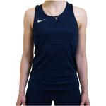 Maillots de running Nike Miler bleus en polyester respirants sans manches à col rond Taille L pour femme en promo 