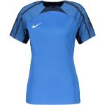 Maillots de sport Nike Strike bleues foncé en fil filet respirants à manches courtes à col rond Taille L pour femme 