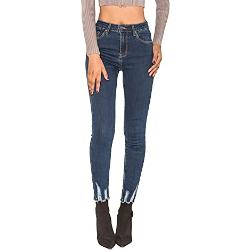 Nina Carter P090 Pantalon en jean pour femme Coupe skinny Taille haute, Bleu foncé (P090-12), XS