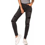 Pantalons classiques noirs délavés stretch Taille XL look sexy pour femme 