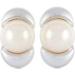Boucles d'oreilles en perles Nina Ricci Nina blanches en rhodium à perles à motif papillons seconde main pour femme 