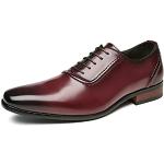 Chaussures oxford de mariage rouge bordeaux en cuir à bouts carrés à lacets Pointure 41 classiques pour homme 