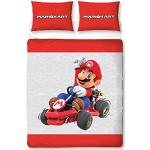 Nintendo Mario Kart Parure de lit Double Officielle avec Housse de Couette réversible Double Face Rouge et Gris avec taies d'oreiller Assorties (Double)