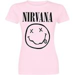 Nirvana Smiley Femme T-Shirt Manches Courtes Rose