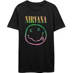 T-shirts noirs à manches courtes Nirvana à manches courtes Taille L look Rock pour homme 