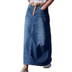 NiSeng Femmes Collure Longue Jean Jupe Élégant Longue Denim Skirts Casual Jean Jupe Bleu M