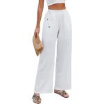 Pantalons large blancs en viscose respirants Taille L look fashion pour femme en promo 
