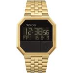 Montres-bracelet Nixon dorées 3 ATM à quartz look fashion à bracelet coulissant LCD en verre minéral pour homme 