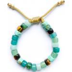 Bracelets de perles bleu canard en or à perles à motif tigres 18 carats personnalisés style ethnique 