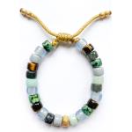 Bracelets de perles gris foncé en or à perles à motif tigres 18 carats personnalisés style ethnique 
