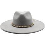 Chapeaux Fedora gris en feutre 58 cm Taille L look fashion pour femme 