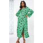 Robes évasées vertes à fleurs en viscose à col rond Taille XXS classiques pour femme en promo 