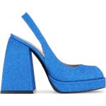 Escarpins NODALETO bleus à paillettes en cuir à bouts carrés Pointure 41 pour femme en promo 