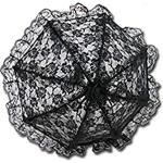 Parapluies pliants Black Sugar noirs à fleurs en dentelle à motif fleurs look fashion 