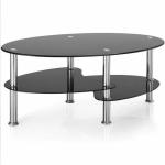 Tables basses ovales noires en verre modernes 