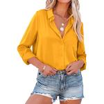 Chemises satinées jaunes en polyester à manches longues Taille XXL look casual pour femme 