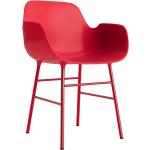 Chaises design Normann Copenhagen rouges en acier avec accoudoirs 
