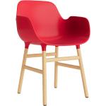 Chaises design Normann Copenhagen rouges avec accoudoirs 