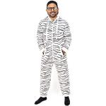 NOROZE Hommes Camouflage et imprimé zèbre élégant Tout en Un Jumpsuit Onesie Une pièce Pyjamas (M, Zebra Blanc)