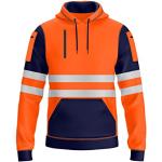 NOROZE Pull à Capuche Haute visibilité pour Homme avec Bande réfléchissante - Manteau de sécurité Haute visibilité avec 4 Poches zippées pour téléphone et Gadgets (L, Style 4: Orange Fluo/Marine)