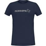 T-shirts Norrona bleu indigo en laine de mérinos à manches courtes à manches courtes à col rond Taille M look sportif pour femme 
