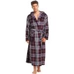Robes de chambre longues multicolores à carreaux en flanelle à capuche Taille S classiques pour homme en promo 