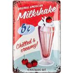 Nostalgic-Art Plaque Vintage USA – Milkshake – Idée de Cadeau pour Les Amateurs de dîner, en métal, Design Retro pour la décoration, 20 x 30 cm