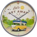 Nostalgic-Art 51092 Horloge Murale rétro Volkswagen Bulli – Let's Get Away – Idée Cadeau VW Bus – Grande Horloge de Cuisine Vintage pour décoration 31 cm