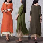 Robes vintage vertes en fibre synthétique maxi Taille XS plus size look casual pour femme 