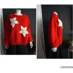 Pullovers rouges à motif fleurs Taille M pour femme 
