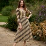 Robes à imprimés marron à rayures en coton éco-responsable look casual pour femme 