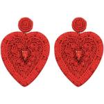 Boucles d'oreilles en perles pour la Saint-Valentin rouges à strass pour femme 