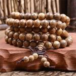 Bracelets marron en bois à perles en bois look fashion pour femme 