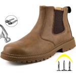 Chaussures de randonnée de printemps marron en cuir synthétique avec embout acier plus size pour homme 