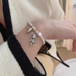 Bracelets de perles de mariage gris en zinc à perles à motif ours look fashion pour femme 