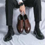 Mocassins de mariage marron en cuir en cuir Pointure 46 plus size look casual pour homme 