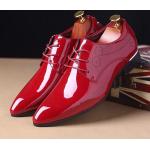 Chaussures de mariage rouges en caoutchouc en cuir look fashion pour homme 