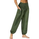 Pantalons de pyjama vert foncé respirants Taille XL petite look hippie 