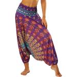 Pantalons taille haute violets Tailles uniques look hippie pour femme 