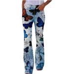 Jeans imprimés bleus à fleurs en denim stretch Taille 4 XL plus size look casual pour femme 