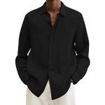 Chemises noires à motif tie-dye en velours à motif papillons col mao à manches longues Taille 4 XL plus size look casual pour homme 