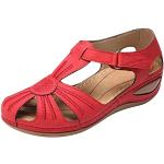 Sandales plates rouges à clous respirantes à bouts ouverts à lacets Pointure 35 plus size look sexy 