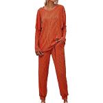 Pantalons de costume orange à fleurs Taille S look fashion pour femme 