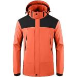 Vestes de ski d'automne orange à carreaux en velours imperméables coupe-vents à capuche à col montant Taille M plus size look militaire pour homme 