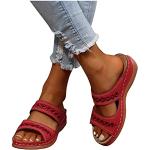 Sandales rouges à clous en cuir respirantes à bouts ouverts à lacets Pointure 40 plus size look sexy pour femme 
