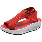 Sandales plates rouges à clous respirantes à bouts ouverts à lacets Pointure 37 plus size look sexy pour femme 