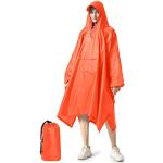 NUUR 3-en-1 Poncho de Pluie pour Femme Homme Unisexe Imperméable Réutilisable Avec Capuche Taille Unique Orange