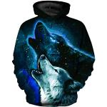 Sweats à capuche bleus à motif loups enfant look urbain 